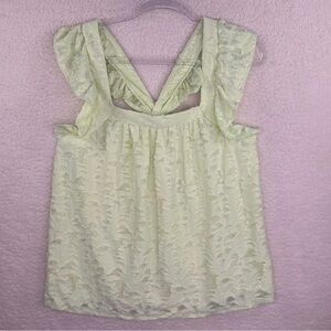 LC‎ Lauren Conrad Cream Ruffled Sleeveless Blouse